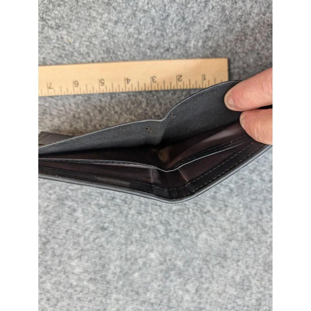 Wallet‎ Mens Black Bifold Faux Leather ID Window Metal Money Clip Credit Card